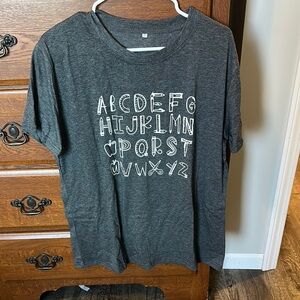 Gray Alphabet Graphic T-Shirt